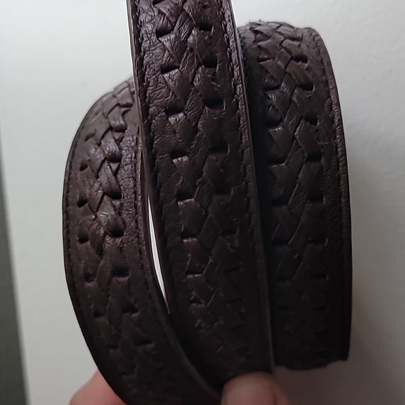 Talbots Brown Leather Woven Braided Belt with Gold Buckle - Small - Picture 2 of 5